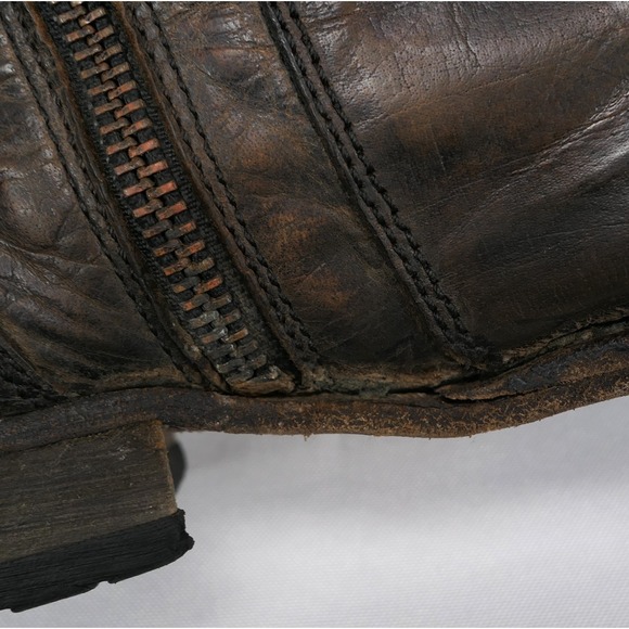 Allsaints Distressed 7" Side Zip Leather Boots Men's 10 Combat Biker *READ* - Picture 13 of 16